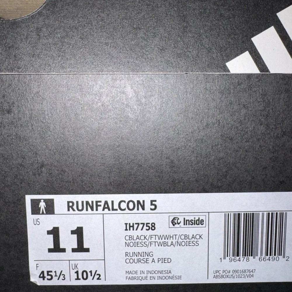 Brand New Adidas RunFalcon 5 IH7758 Cloud Foam Shoe Black White Men's Size 11